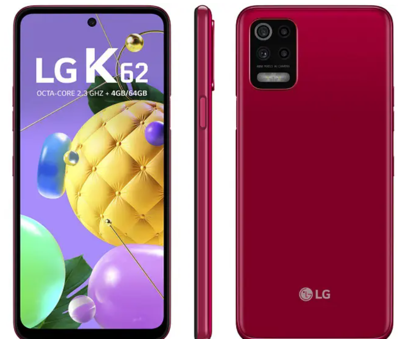 Smartphone LG K62 64GB Vermelho 4G Octa-Core - 4GB RAM Tela 6,59” Câm. Quádrupla + Selfie 13MP